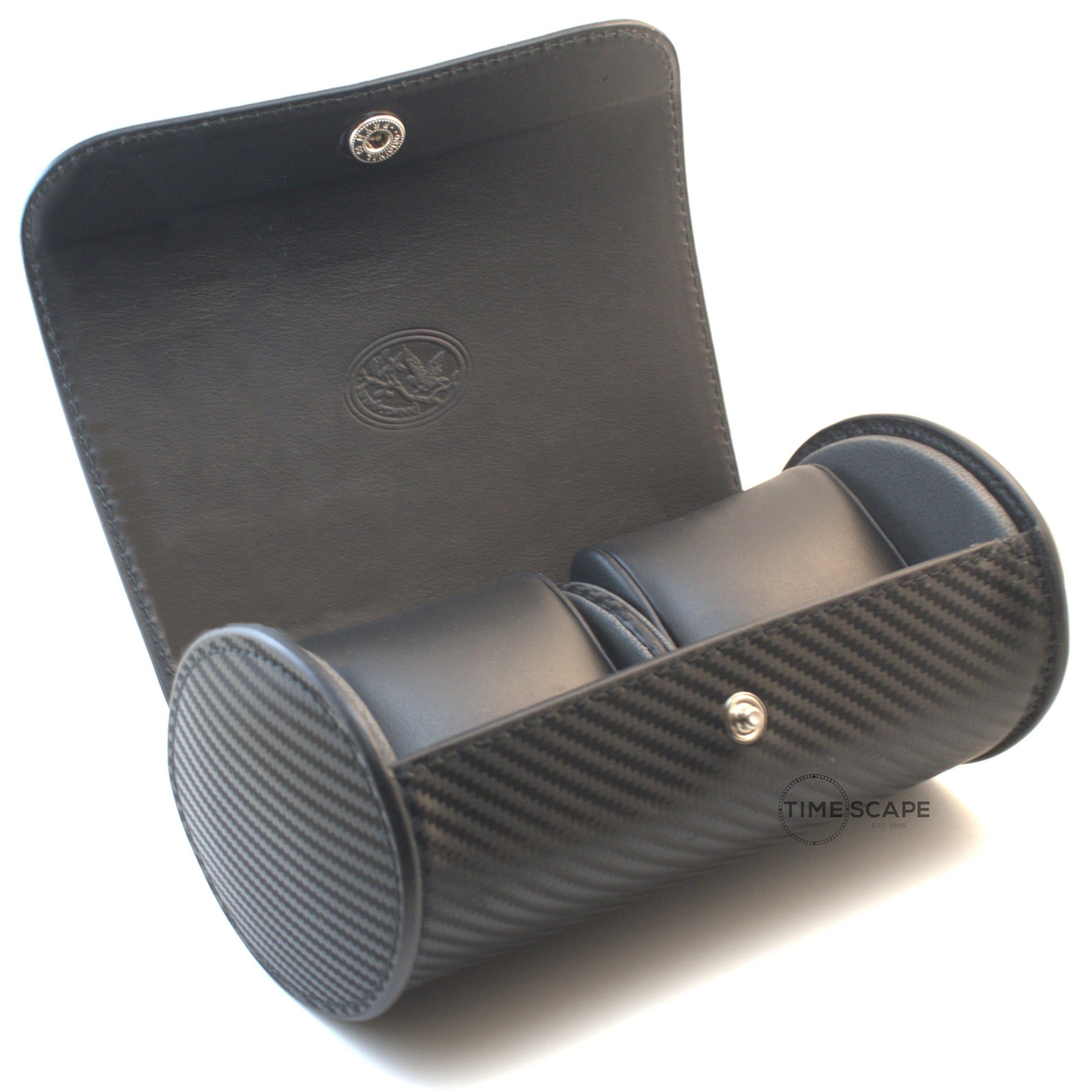Underwood (London) - Double Round Watch Storage Case in Carbon Fiber