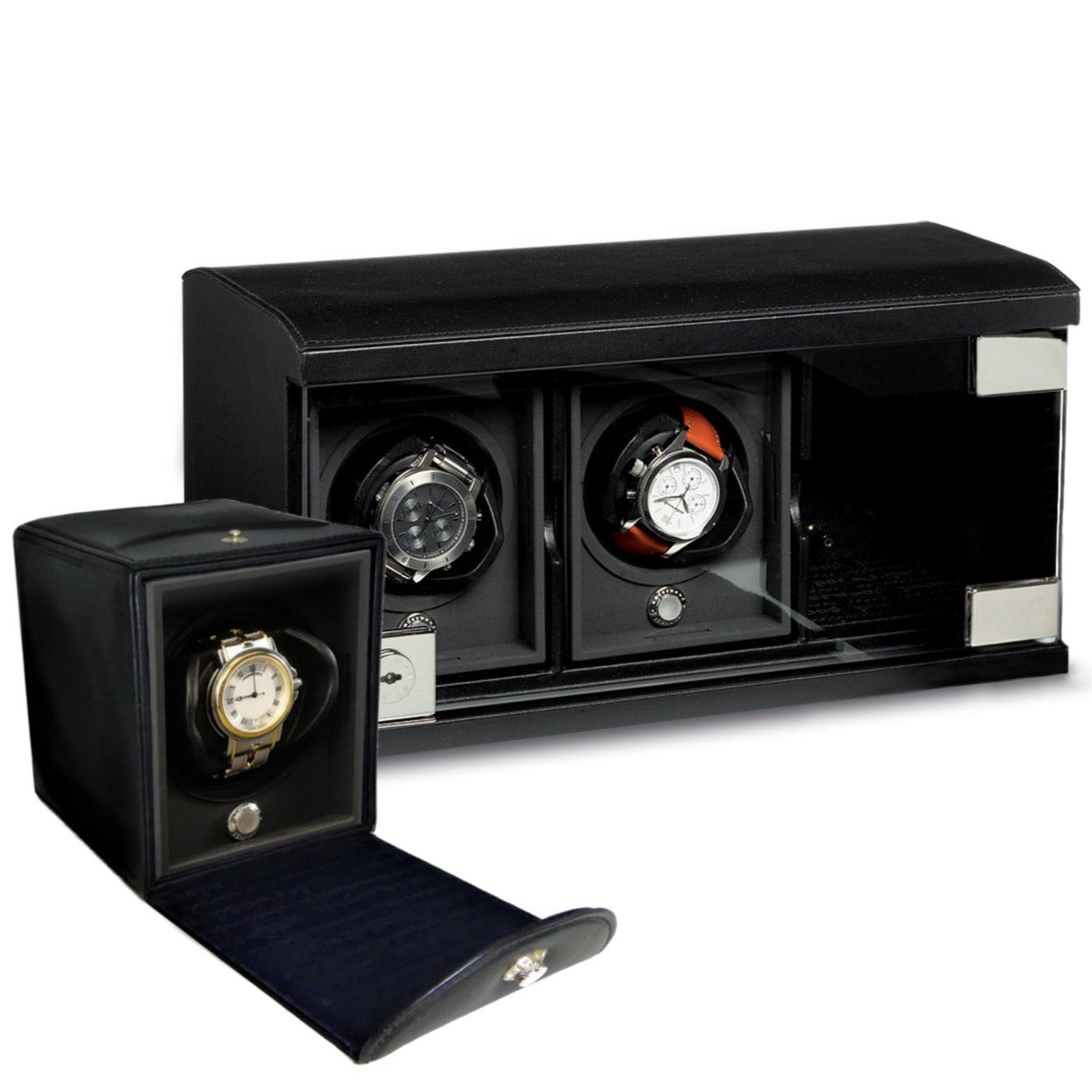 Underwood (London) - 3-Unit Classic Watch Winder in Black Leather