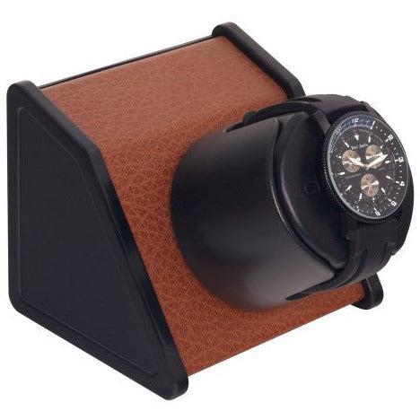 Orbita Sparta Single-Unit Watch Winder in Brown Leatherette - Watchwindersplus