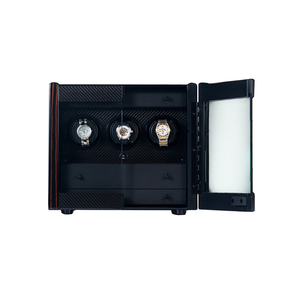 Orbita Avanti 3-Unit Watch Winder In Macassar - Watchwindersplus