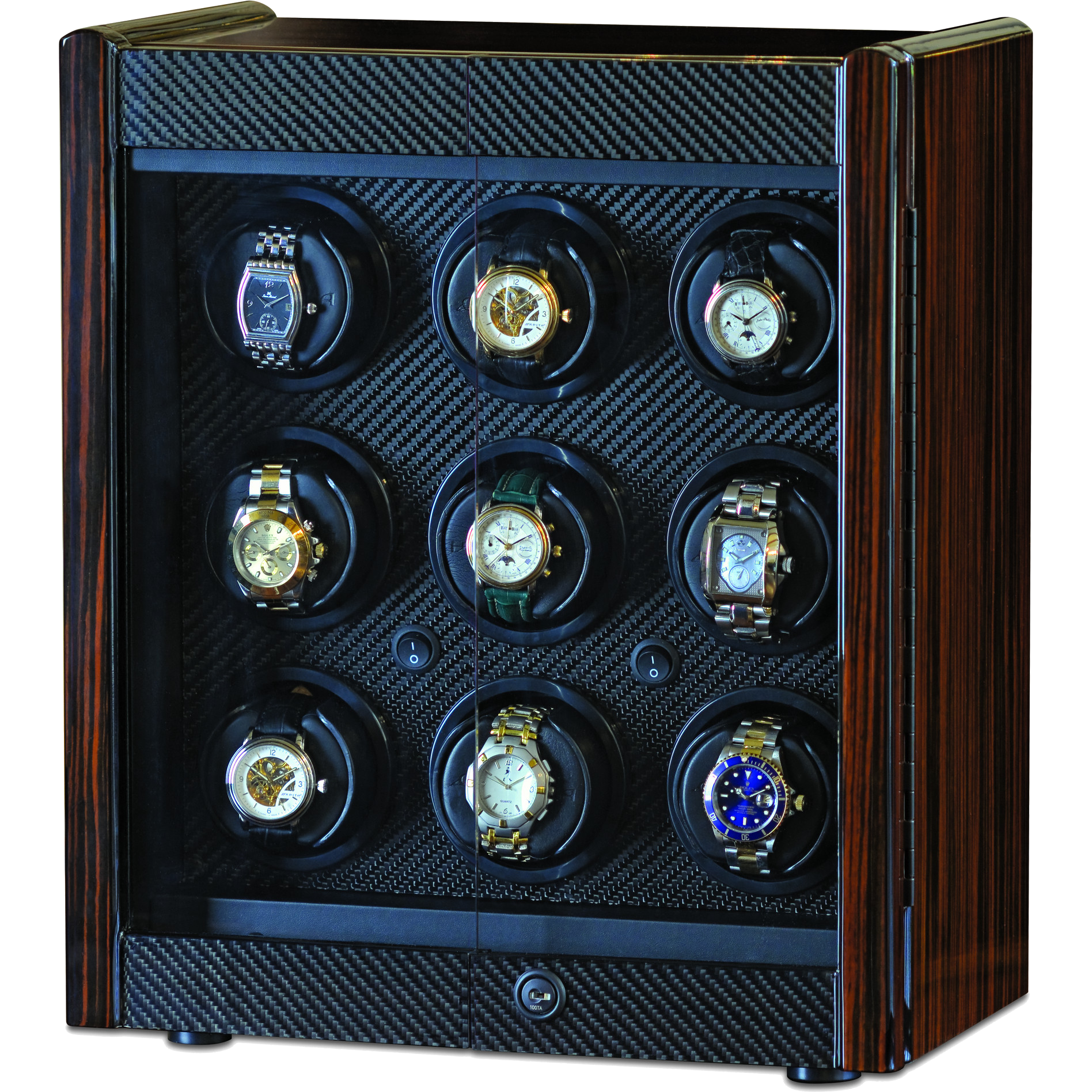 Orbita Avanti 9-Unit Watch Winder In Macassar - Watchwindersplus