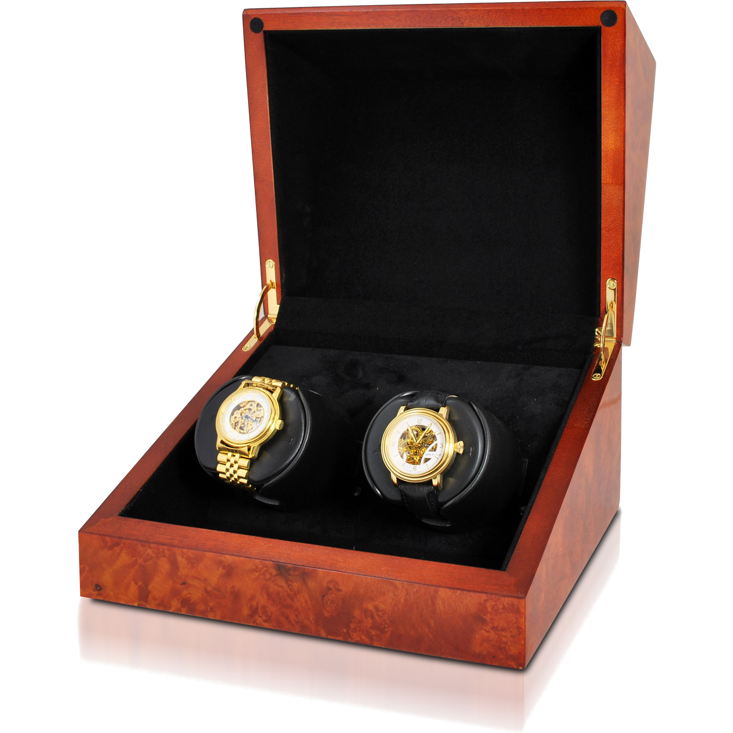 Orbita Sparta Deluxe 2-Unit Watch Winder in Burl - Watchwindersplus