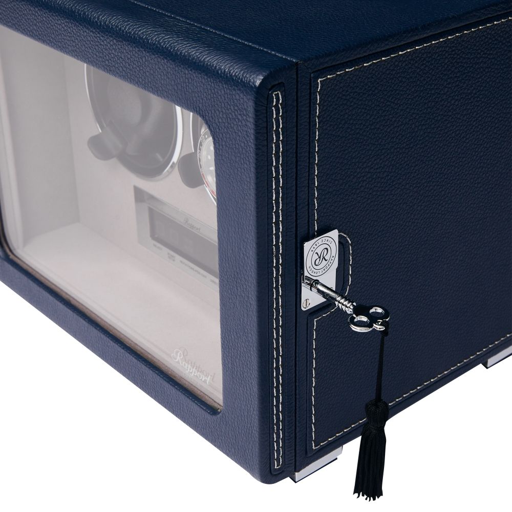 Rapport - Quantum Double Watch Winder in Blue Leather | W632