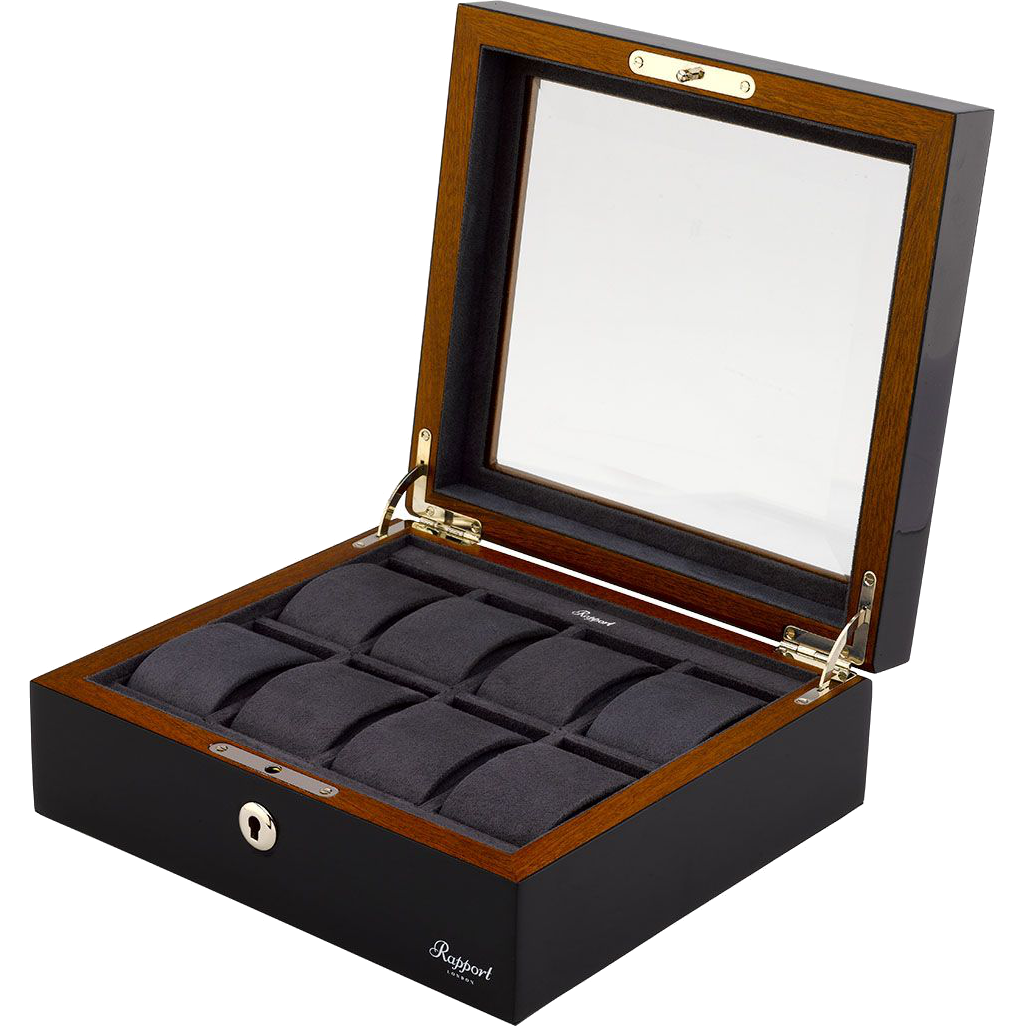 Rapport Optic Collector Watch Box in Charcoal L418 - Watchwindersplus