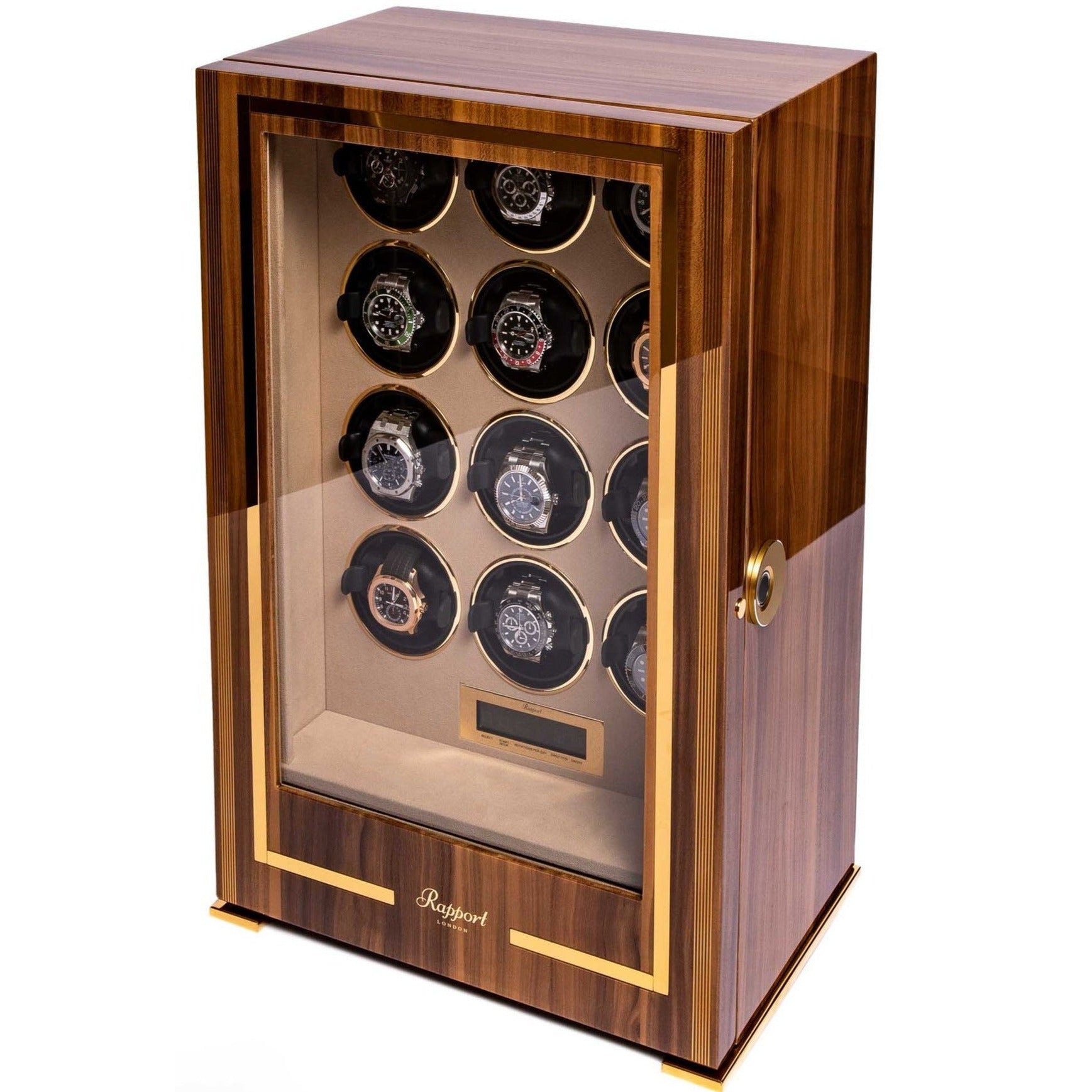 Rapport Paramount 12-Unit Watch Winder in Walnut W312 - Watchwindersplus