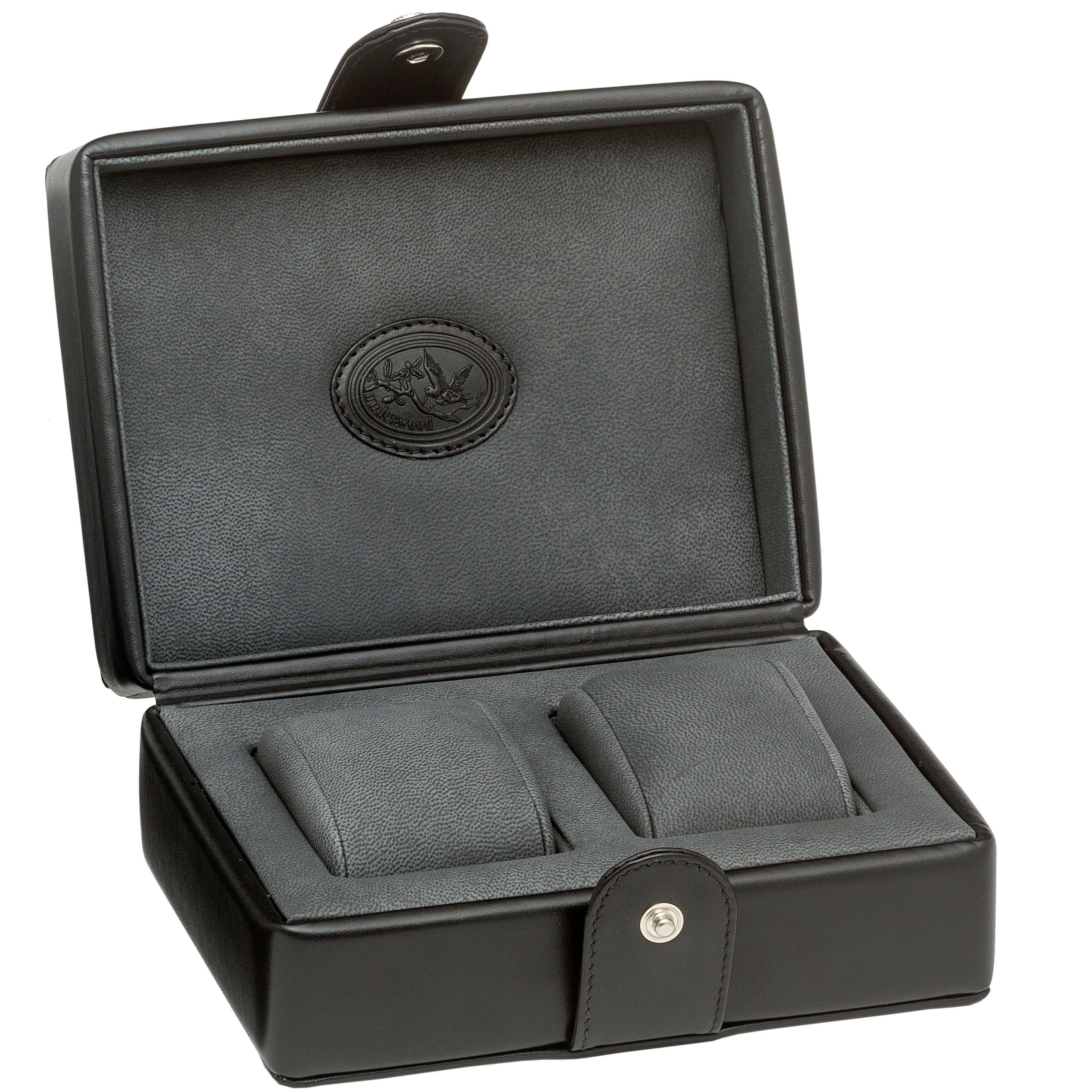 Underwood (London) - 2-Unit Watch Storage Case in Black Leather