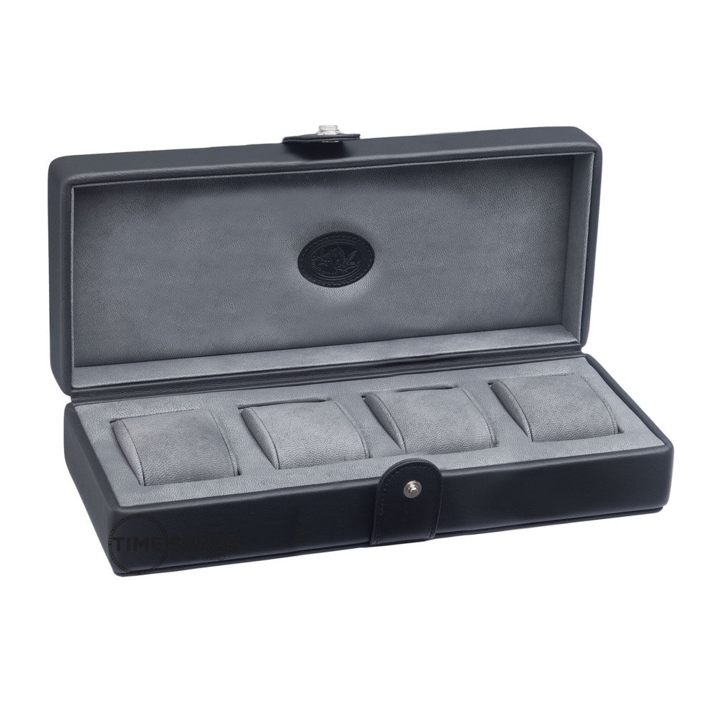 Underwood London 4 Unit Watch Storage Case in Black Leather