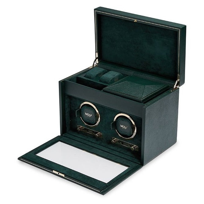 Wolf - British Racing Green Double Watch Winder | 792241 - Watchwindersplus