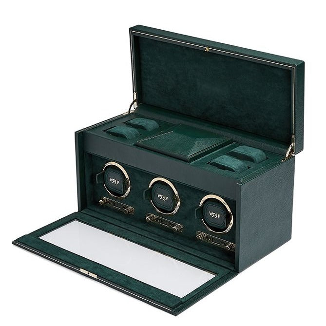 Wolf - British Racing Green Triple Watch Winder | 792341 - Watchwindersplus