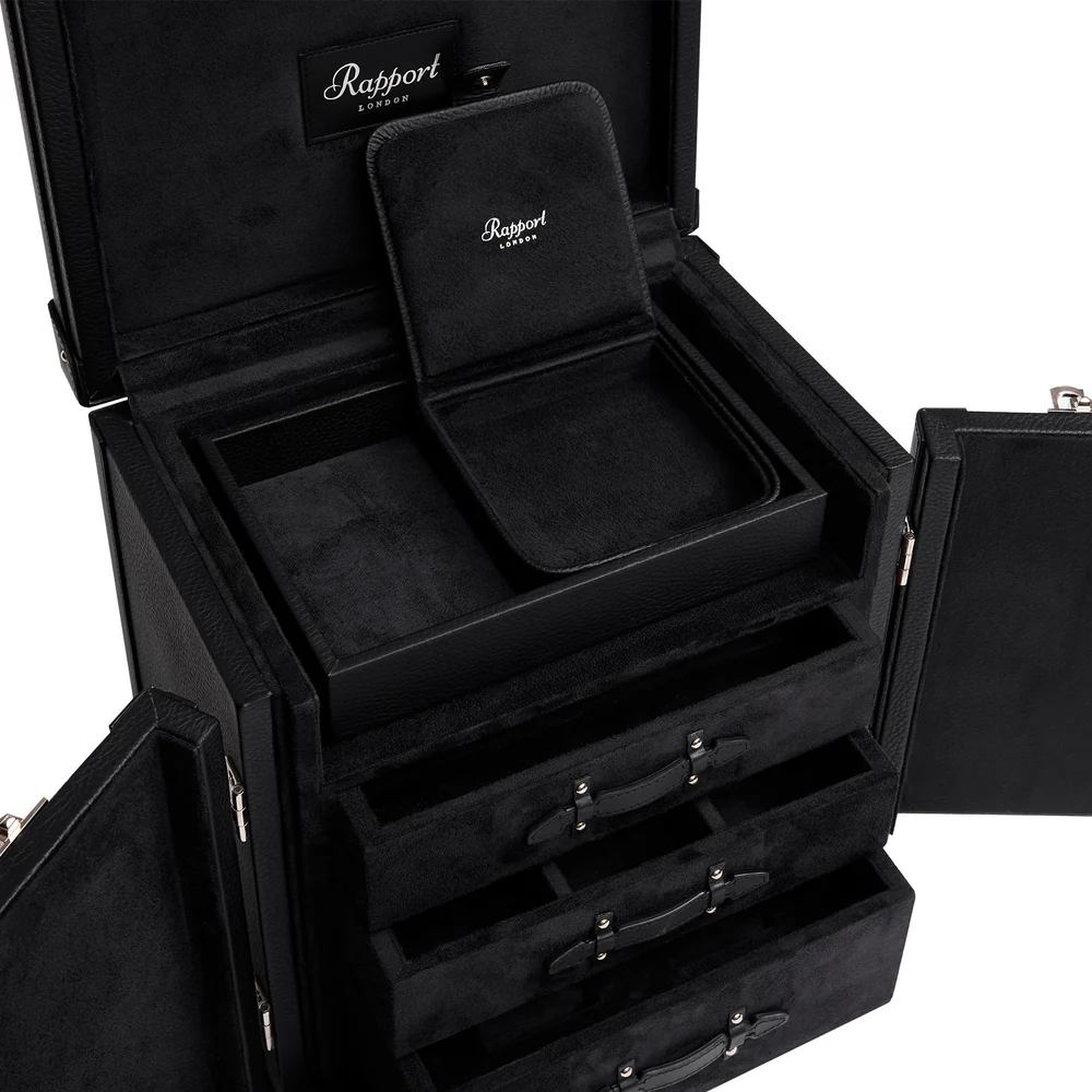 Rapport - Deluxe Jewelry Trunk in Black Leather | BR108