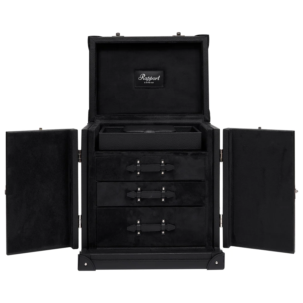 Rapport - Deluxe Jewelry Trunk in Black Leather | BR108