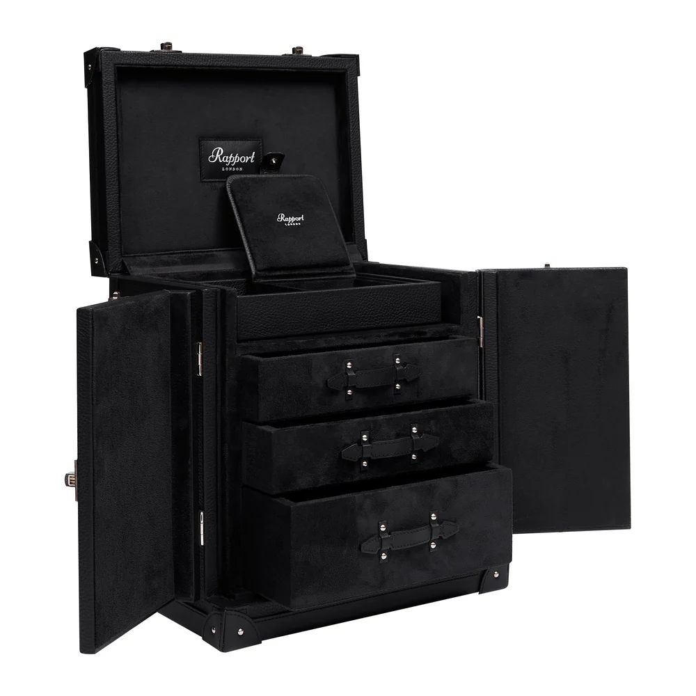 Rapport - Deluxe Jewelry Trunk in Black Leather | BR108