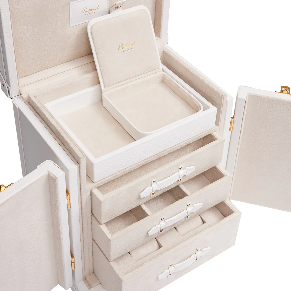 Rapport - Deluxe Jewelry Trunk in White Leather | BR109