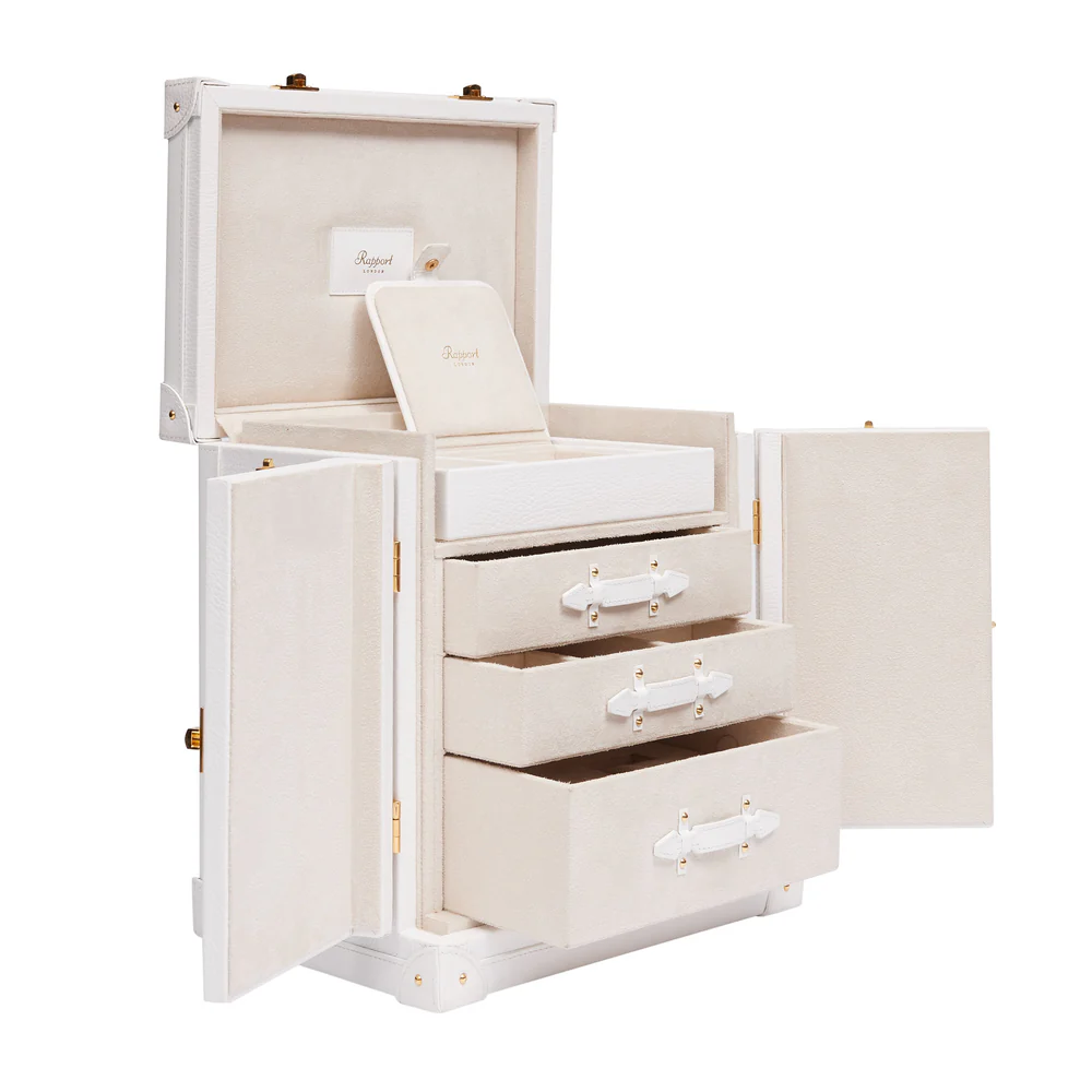 Rapport - Deluxe Jewelry Trunk in White Leather | BR109