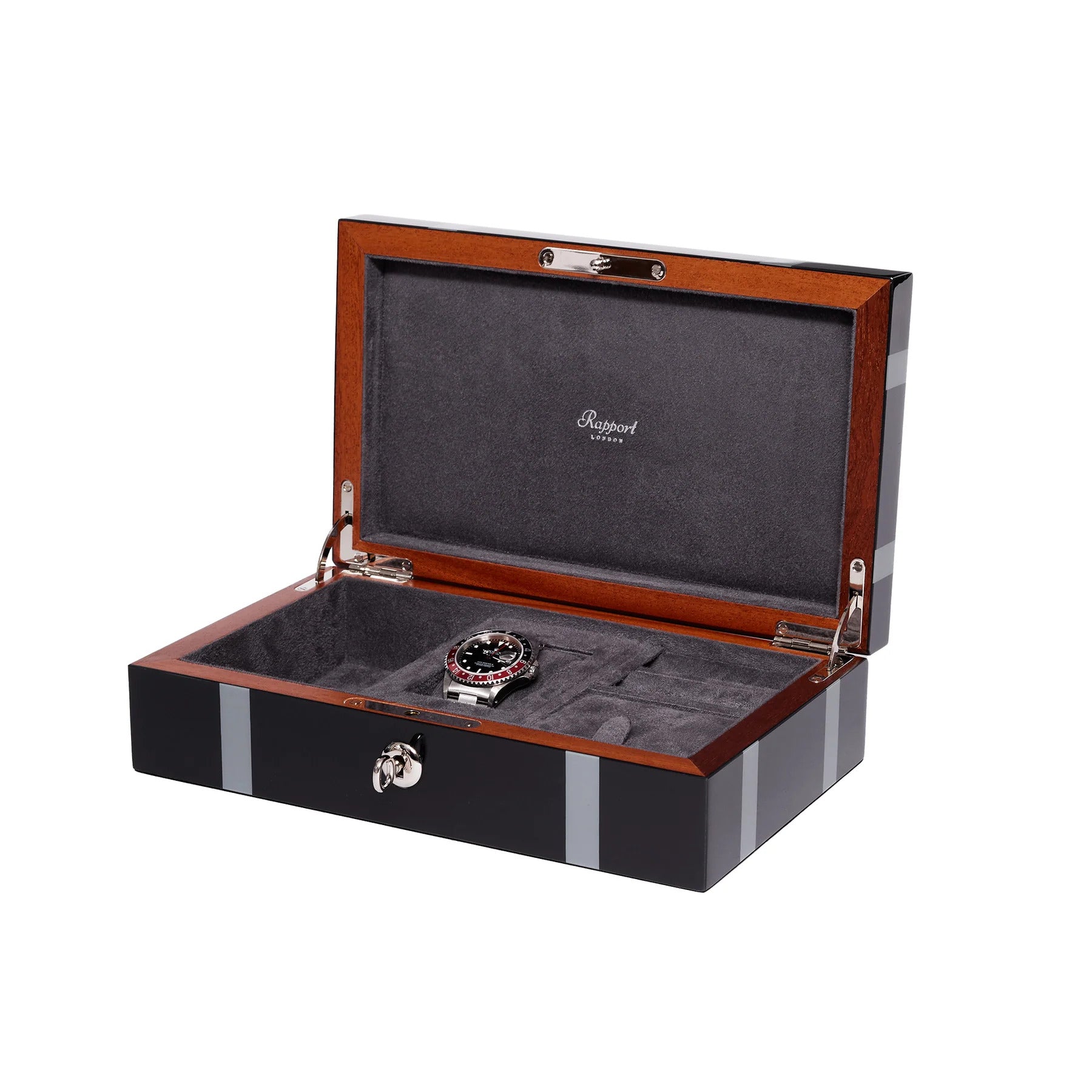 Rapport - Carnaby Multi-Storage Watch Box in Black Lacquer | J165