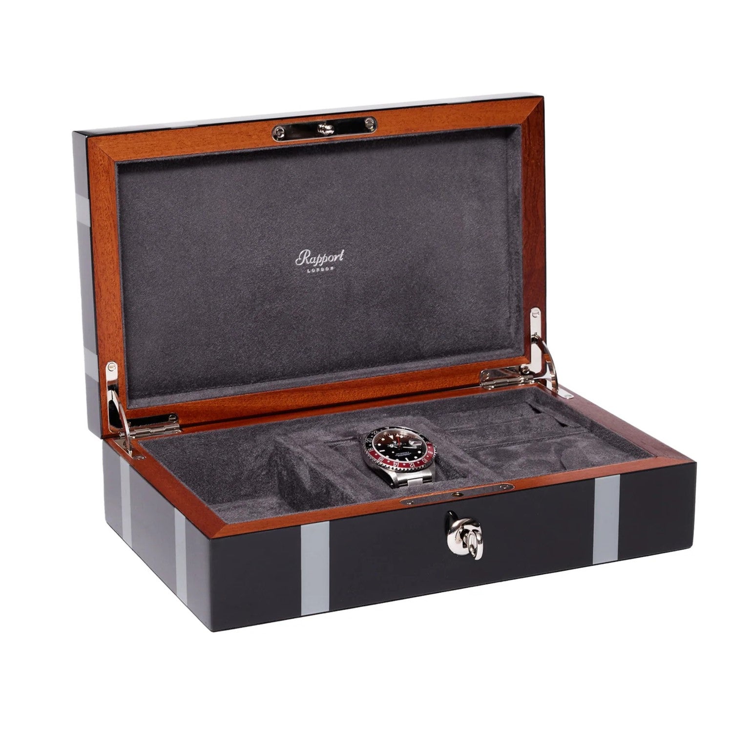 Rapport - Carnaby Multi-Storage Watch Box in Black Lacquer | J165