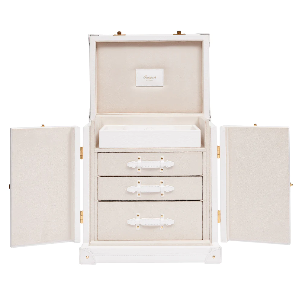 Rapport - Deluxe Jewelry Trunk in White Leather | BR109