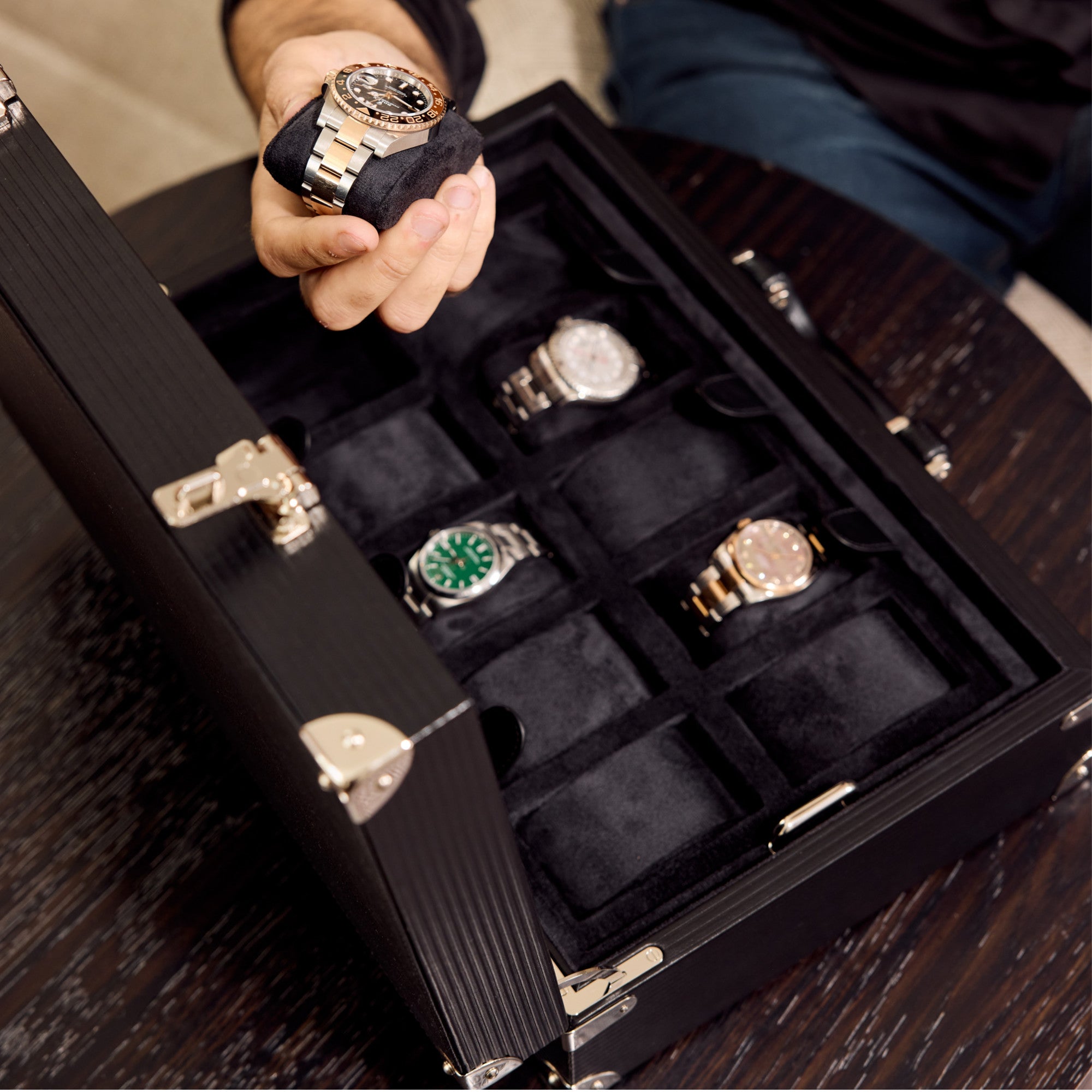 Rapport - Nova 10 Watch Briefcase in Black Leather | D344