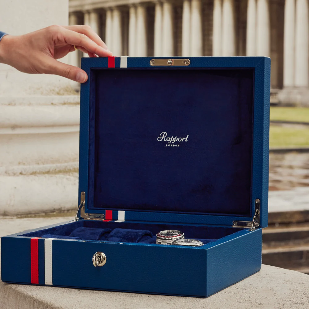 Rapport - Greenwich 8 Watch Box in Blue Leather | DJ20