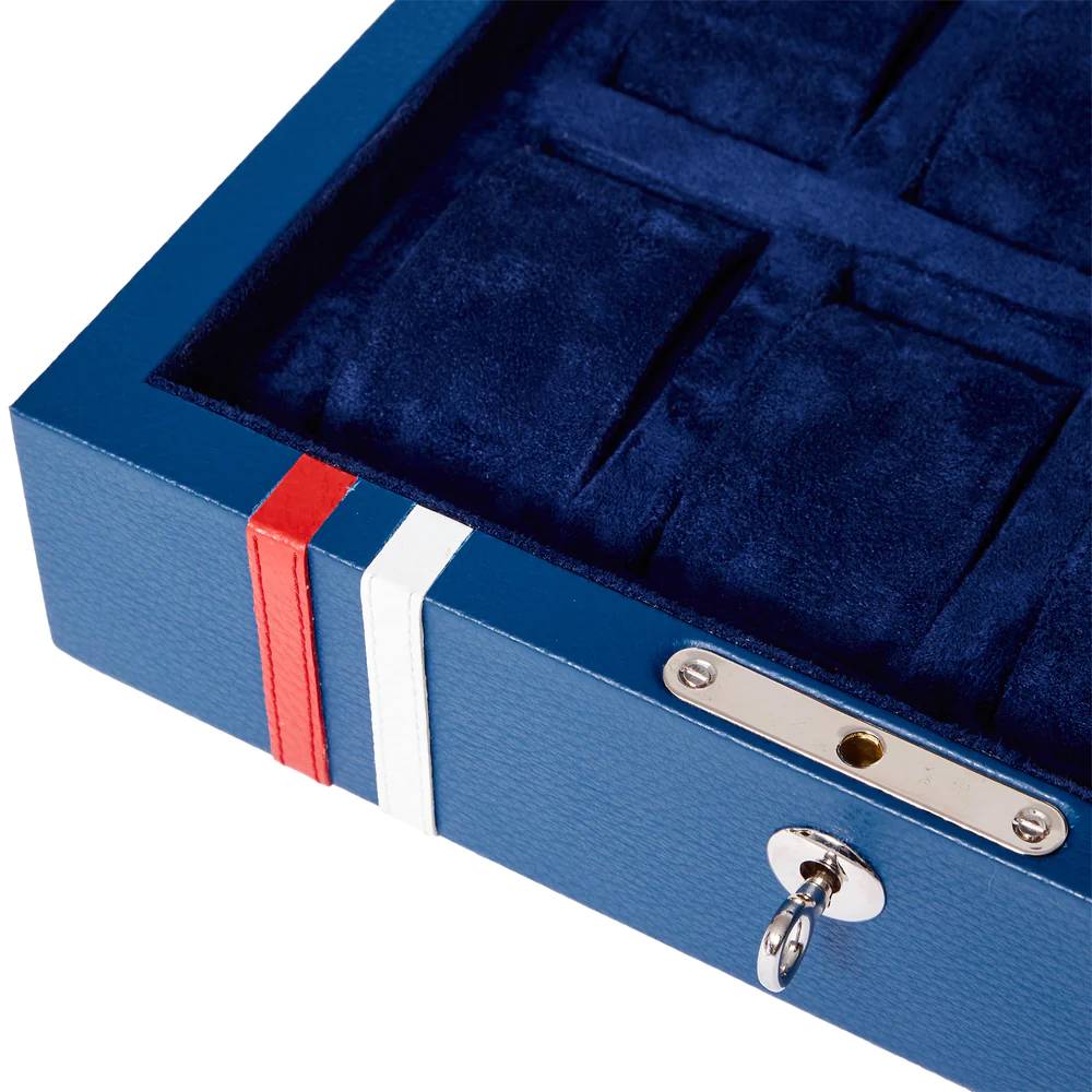 Rapport - Greenwich 8 Watch Box in Blue Leather | DJ20