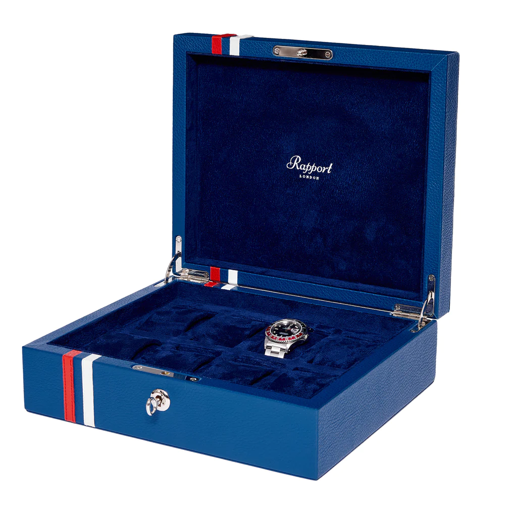 Rapport - Greenwich 8 Watch Box in Blue Leather | DJ20