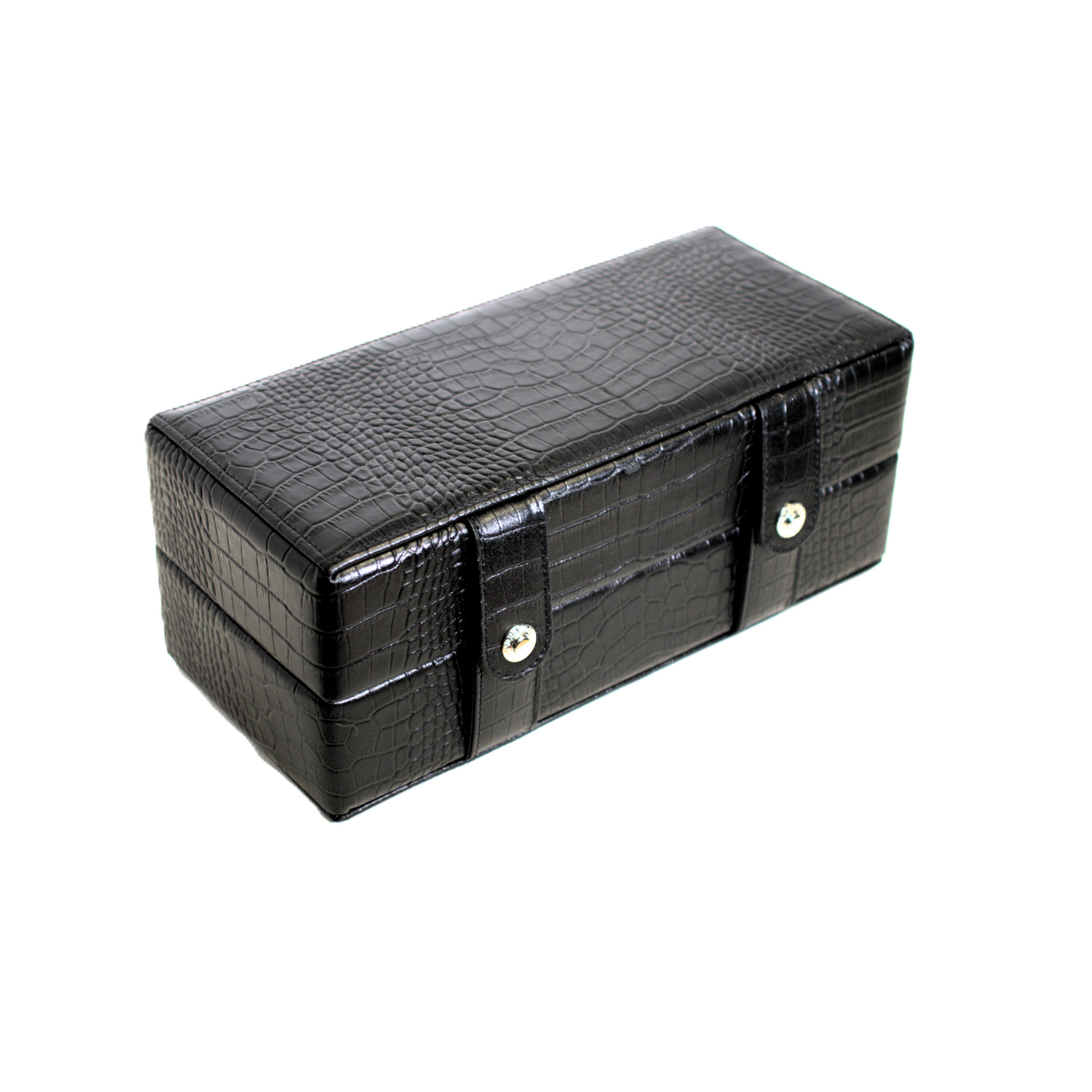 Underwood (London) - 3-unit Watch Storage Case w Single Rotogalbe Watch Winder in Black Croco