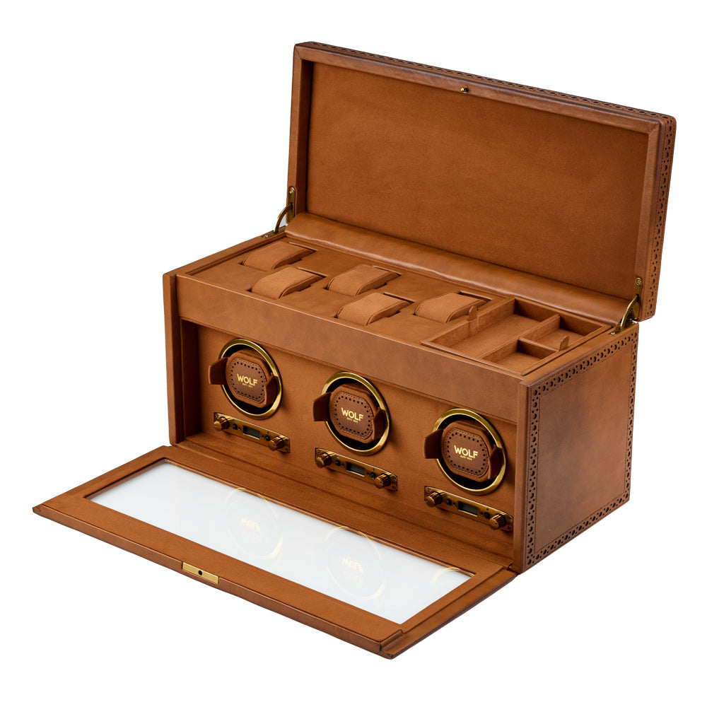 Wolf - Brogue 3-Unit Watch Winder w Storage | 440306