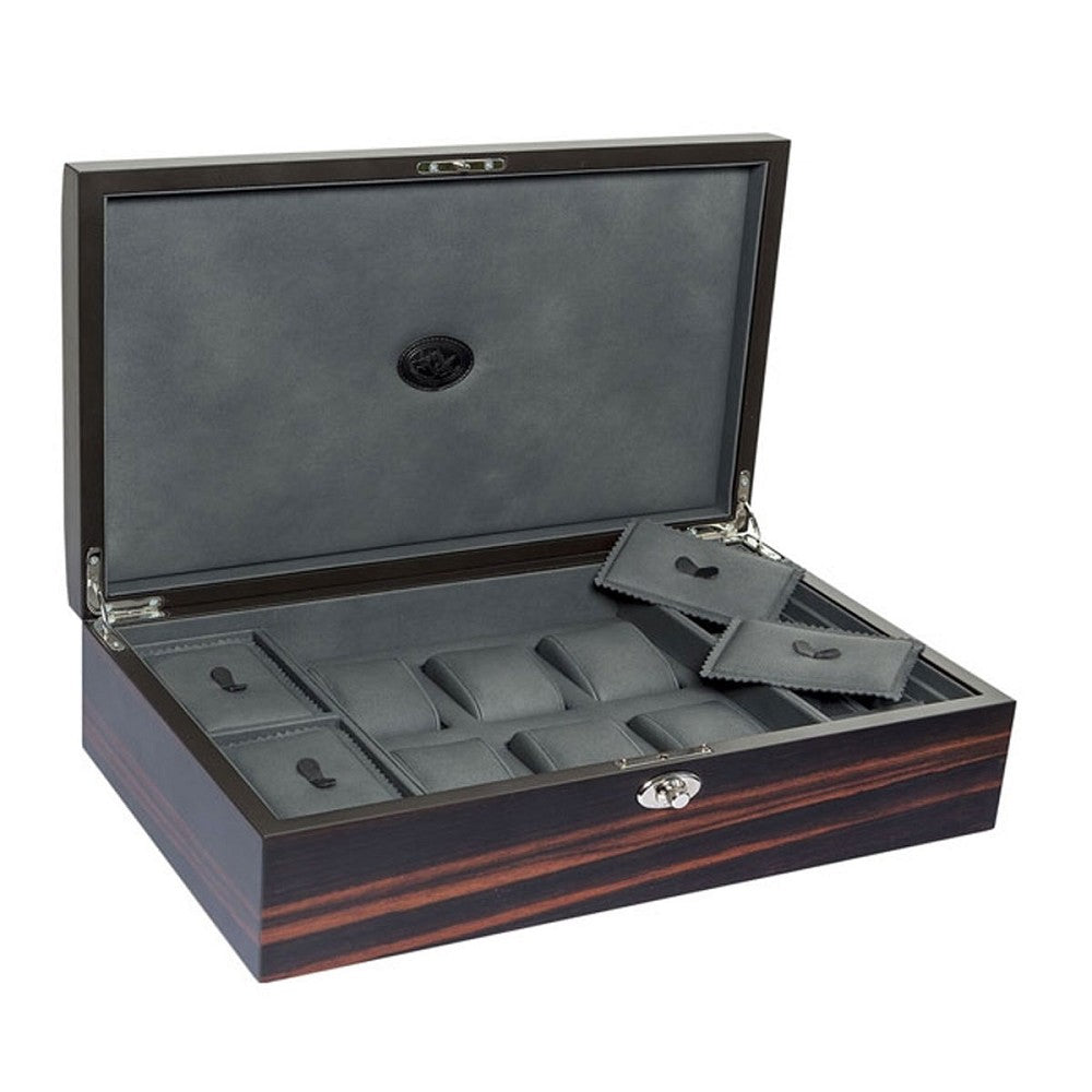 Underwood - 6 Watch Collector Macassar Case and Cufflinks Spaces | UN/243 - Watchwindersplus