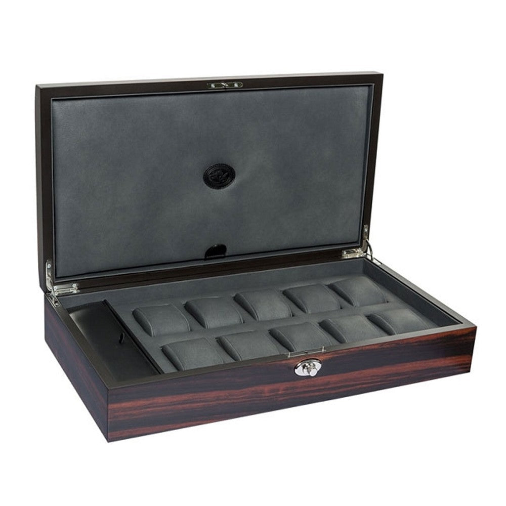 Underwood (London) - 10-Unit Watch Storage Case w Compartment in Macassar - Watchwindersplus