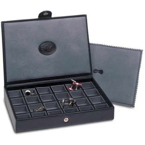 Underwood UN21 Collectors 24 Pair Travel Cufflinks Box In Leather - Watchwindersplus
