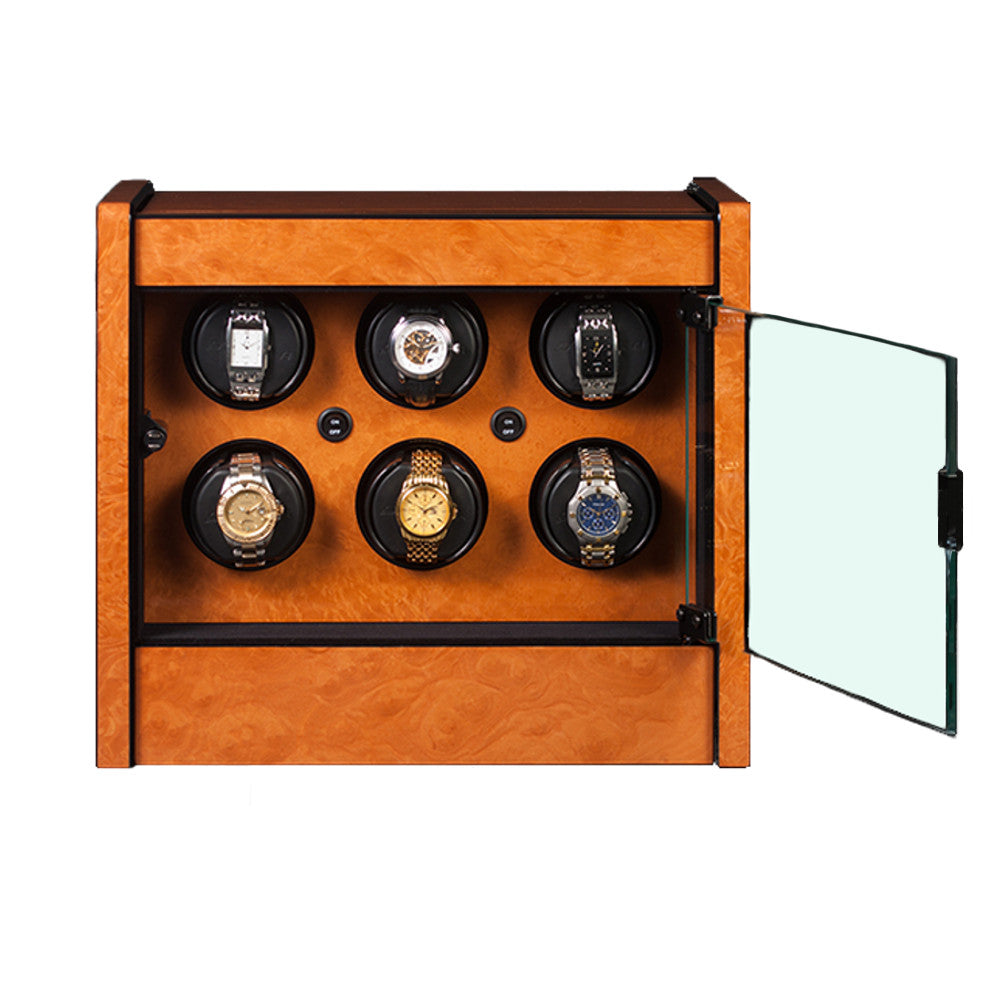 Orbita Avanti 6-Unit Watch Winder In Burlwood