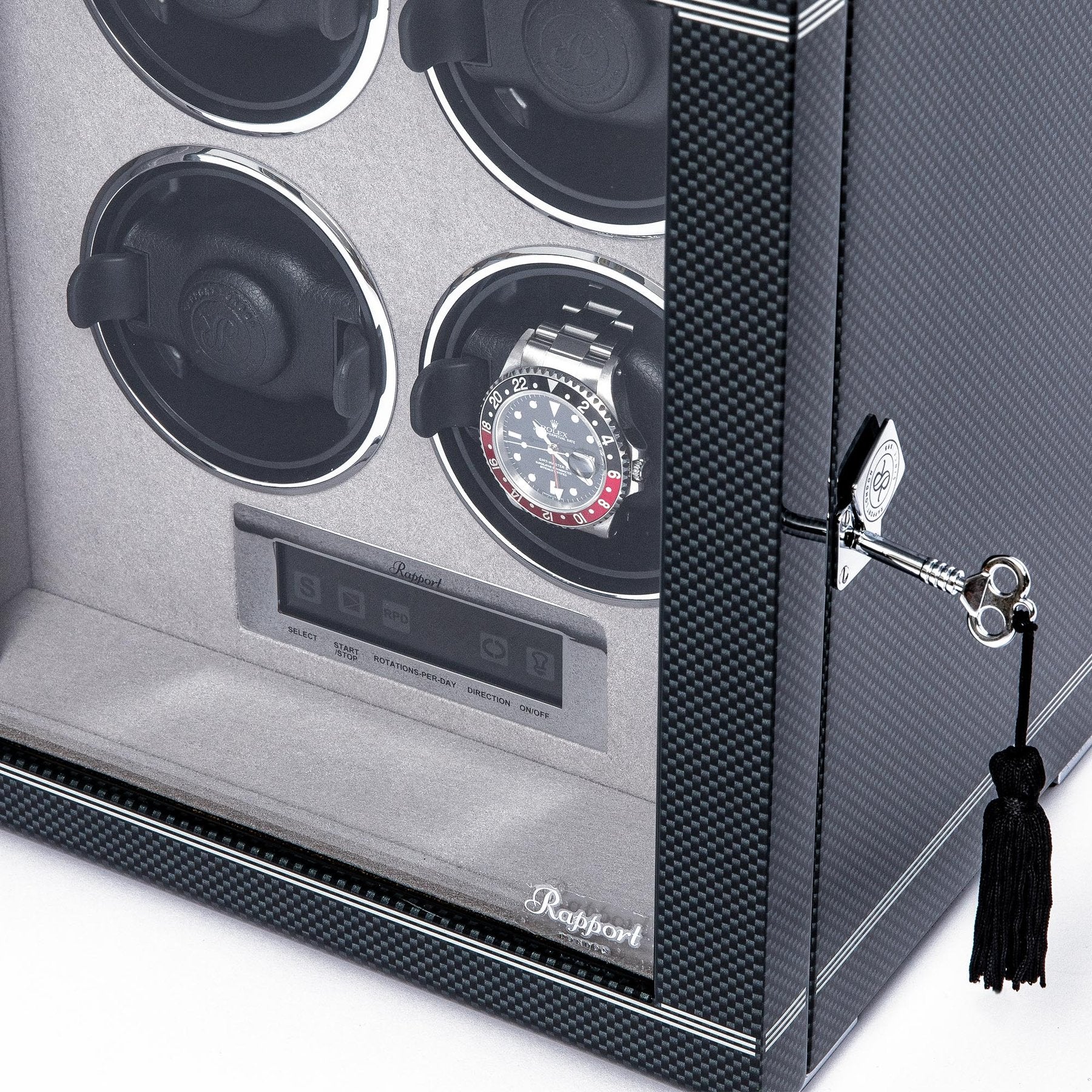 Rapport Formula Watch Winder Quad in Carbon W564 - Watchwindersplus