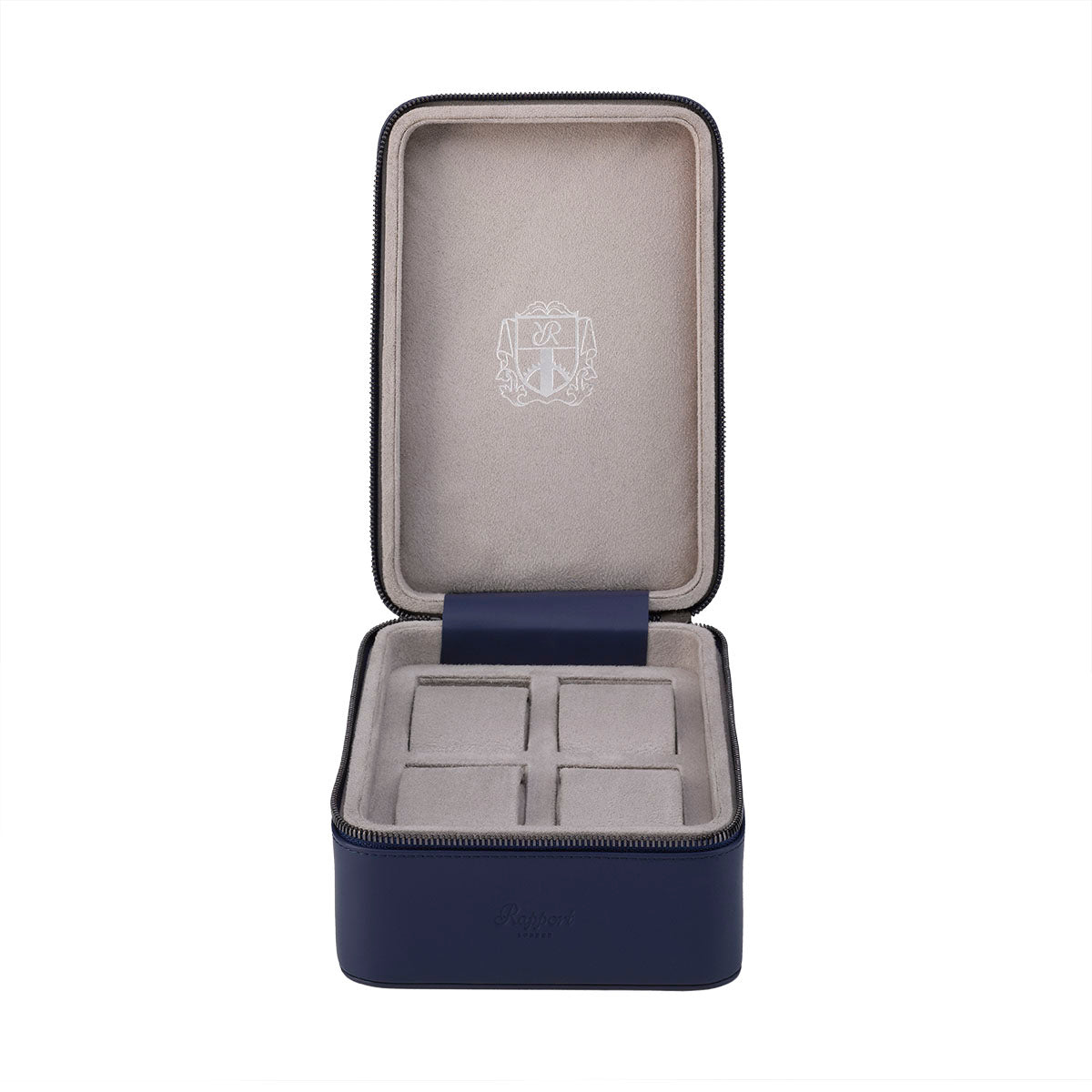 Rapport Hyde Park Watch Case Quad in Navy Leather D273 - Watchwindersplus