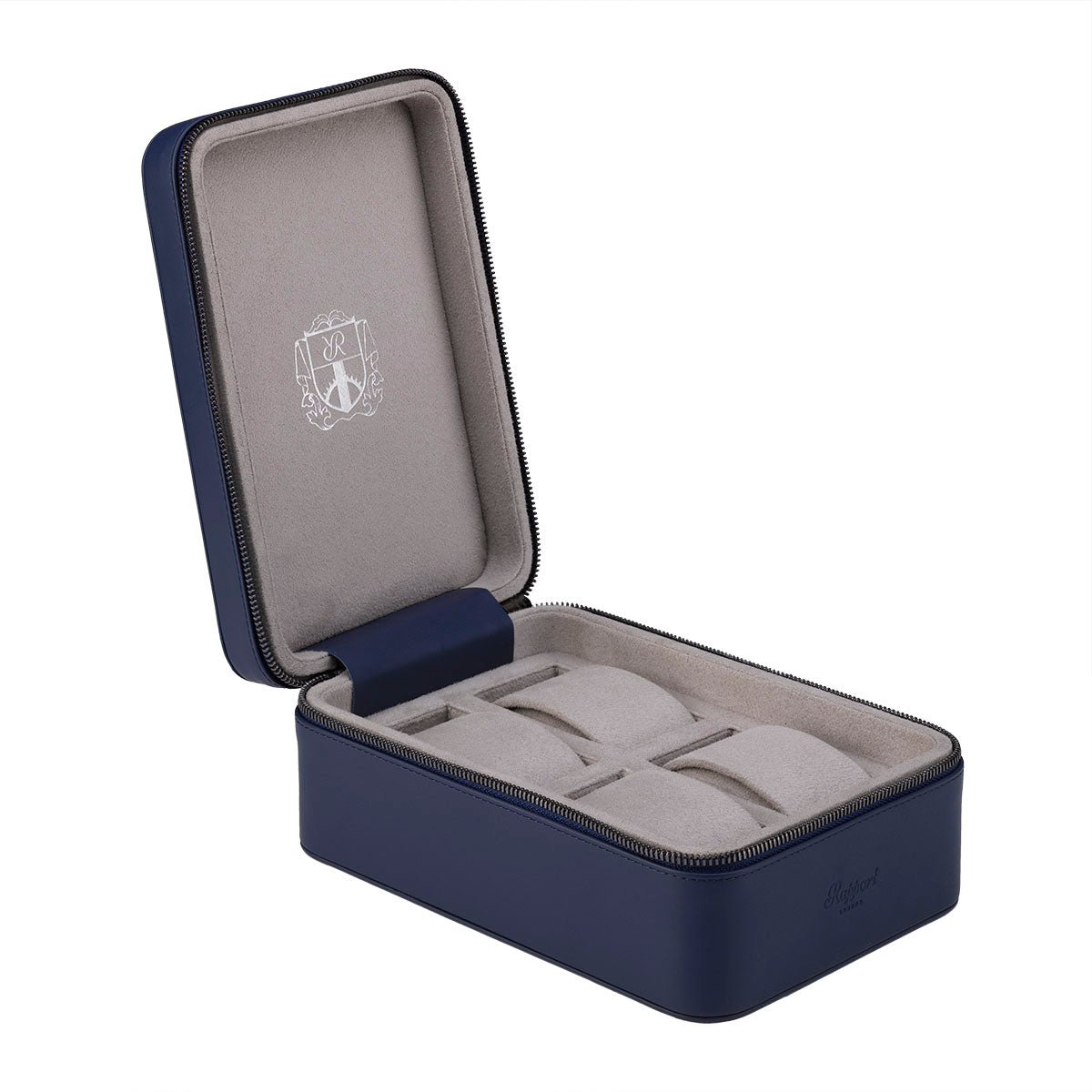 Rapport Hyde Park Watch Case Quad in Navy Leather D273 - Watchwindersplus