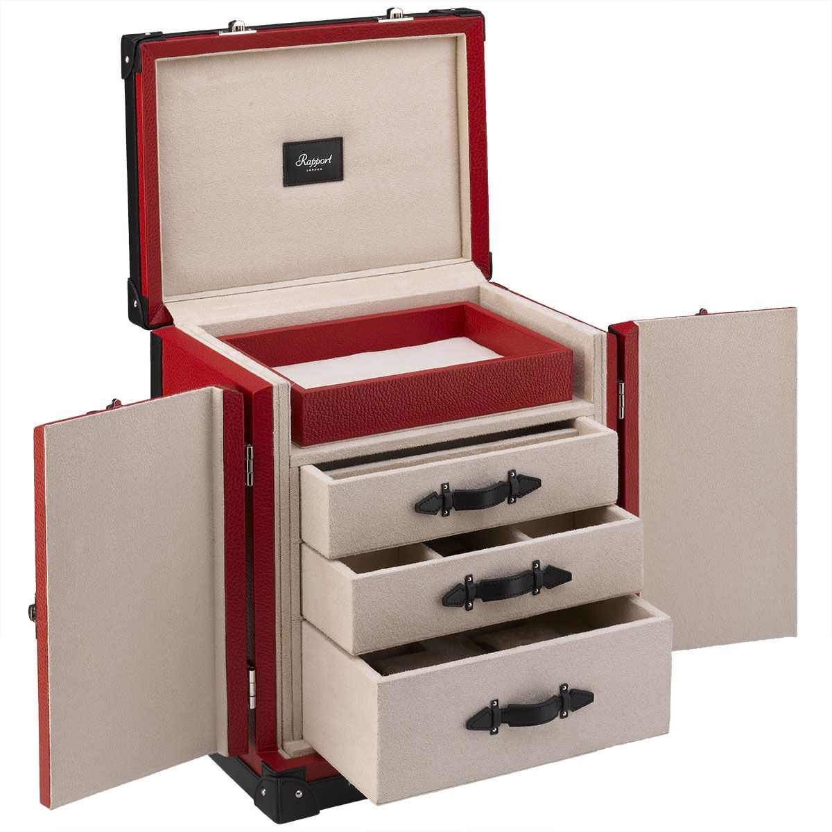 Rapport - Deluxe Jewelry Trunk in Red Leather | J150