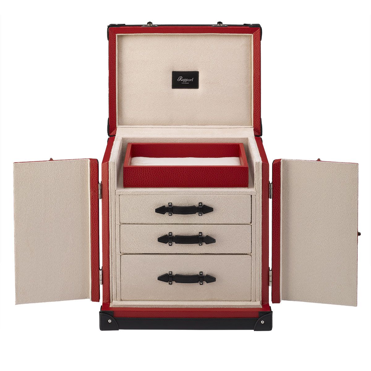 Rapport - Deluxe Jewelry Trunk in Red Leather | J150