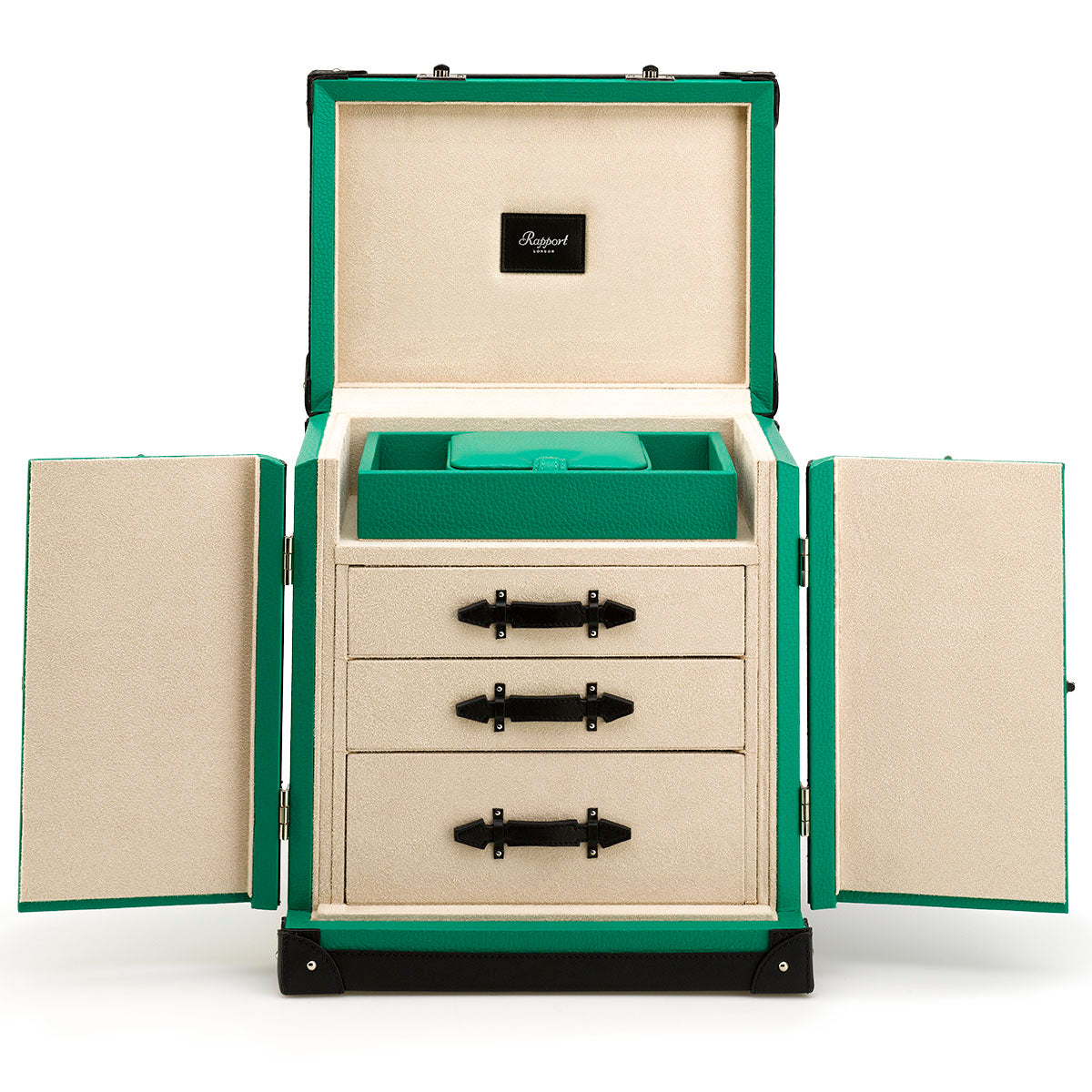 Rapport - Deluxe Jewelry Trunk in Green Leather | J151