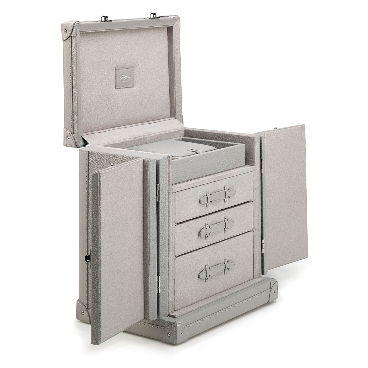 Rapport - Deluxe Jewelry Trunk in Grey Leather | J152