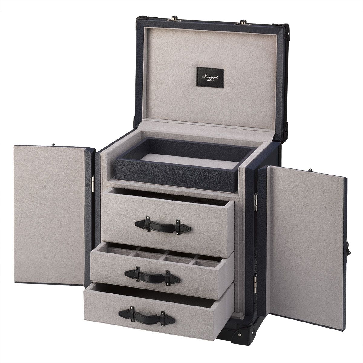 Rapport - Deluxe Jewelry Trunk in Blue Leather - J160