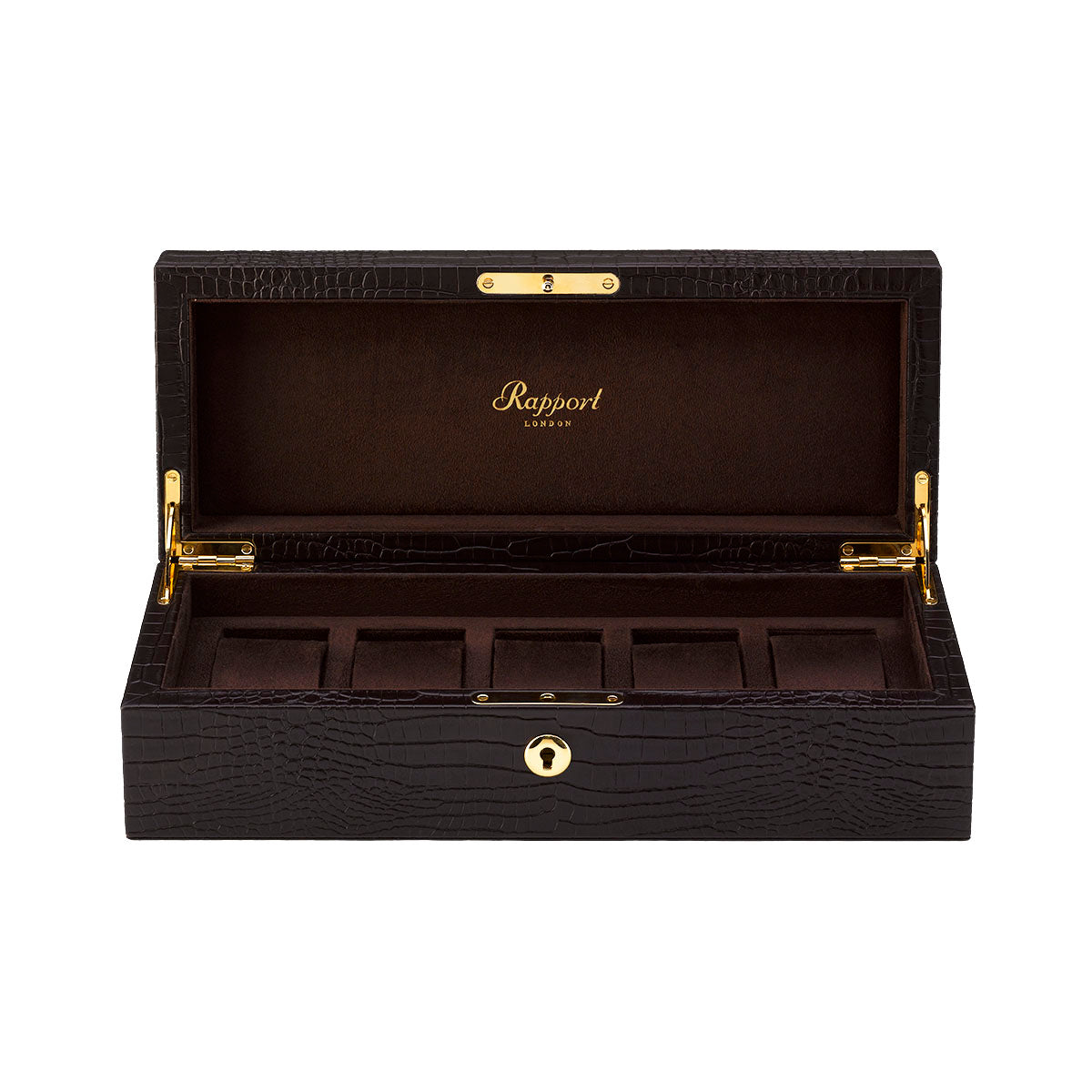 Rapport 5-Unit Brompton Watch Box in Brown Croco L263 - Watchwindersplus