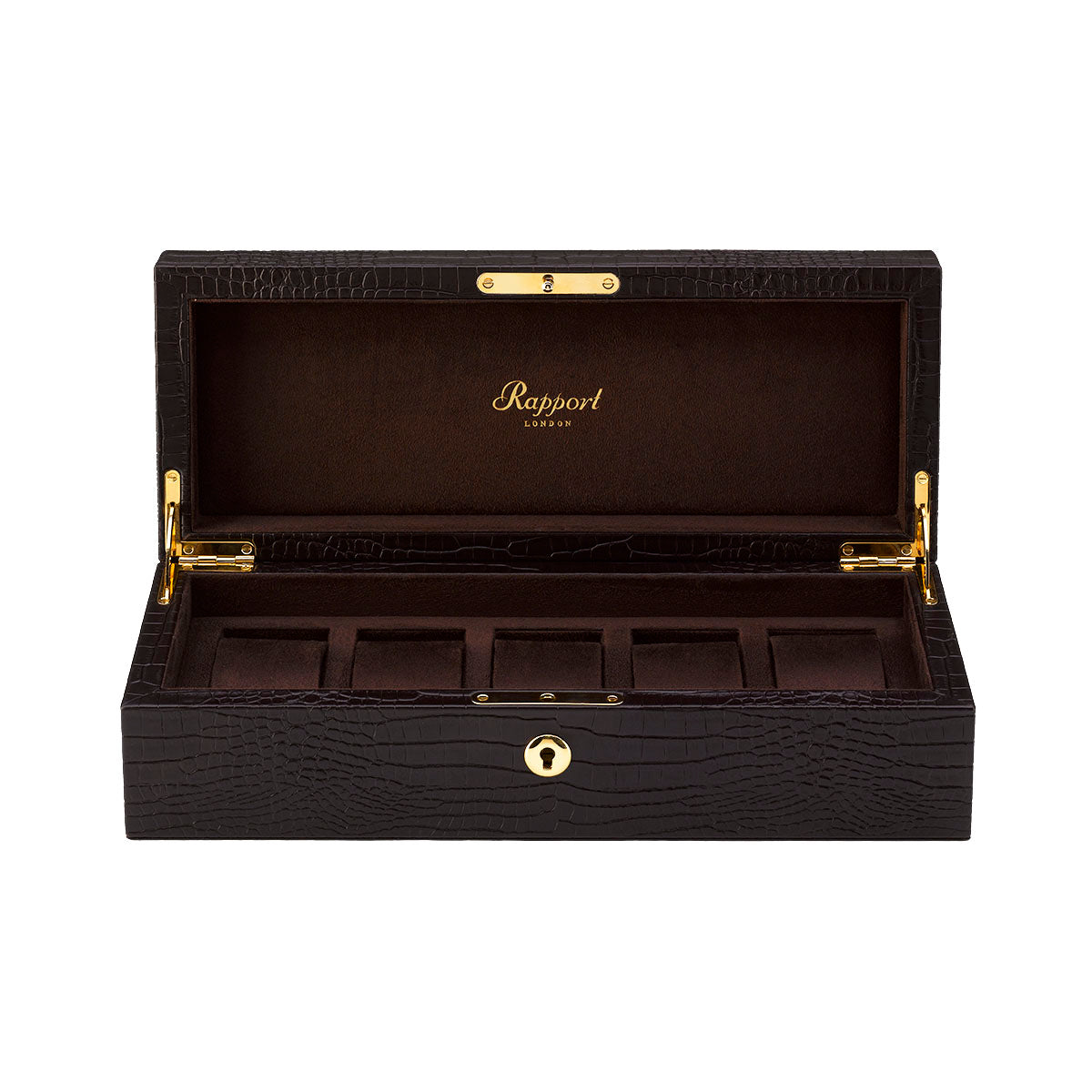 Rapport 5-Unit Brompton Watch Box in Brown Croco L263 - Watchwindersplus