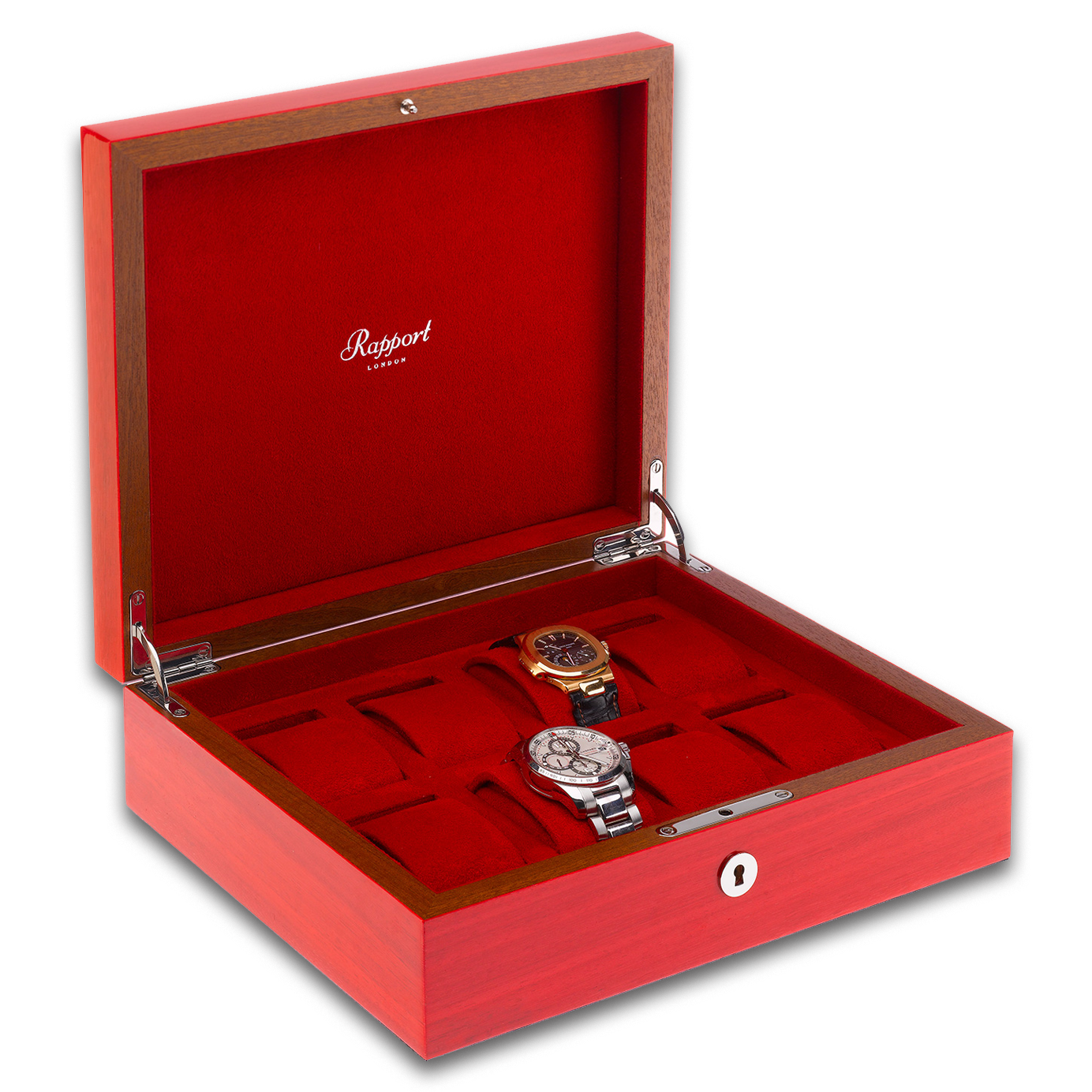 Rapport Heritage Wood Watch Box in Red L421 - Watchwindersplus