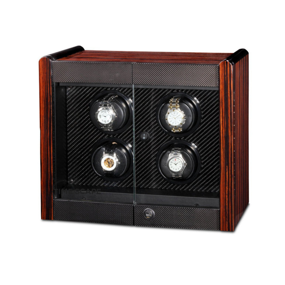 Orbita Avanti 4-Unit Watch Winder In Macassar - Watchwindersplus