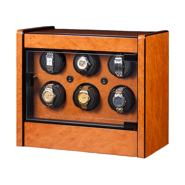 Orbita Avanti 6-Unit Watch Winder In Burlwood