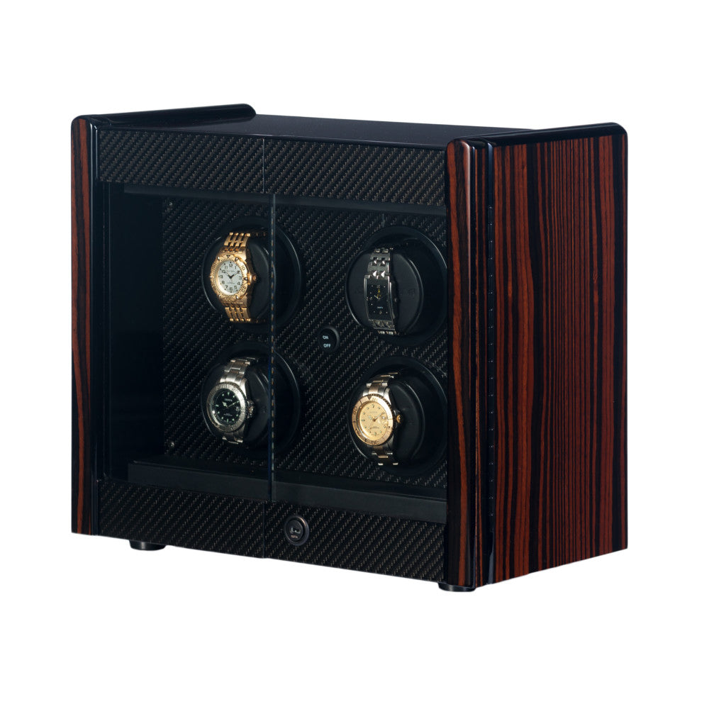 Orbita Avanti 4-Unit Watch Winder In Macassar - Watchwindersplus