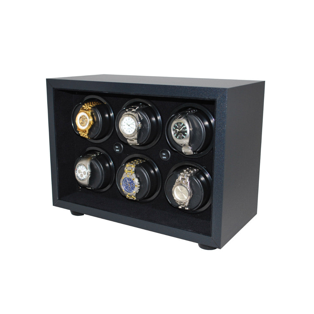 Orbita Insafe 6-Unit Watch Winder In Black - Watchwindersplus