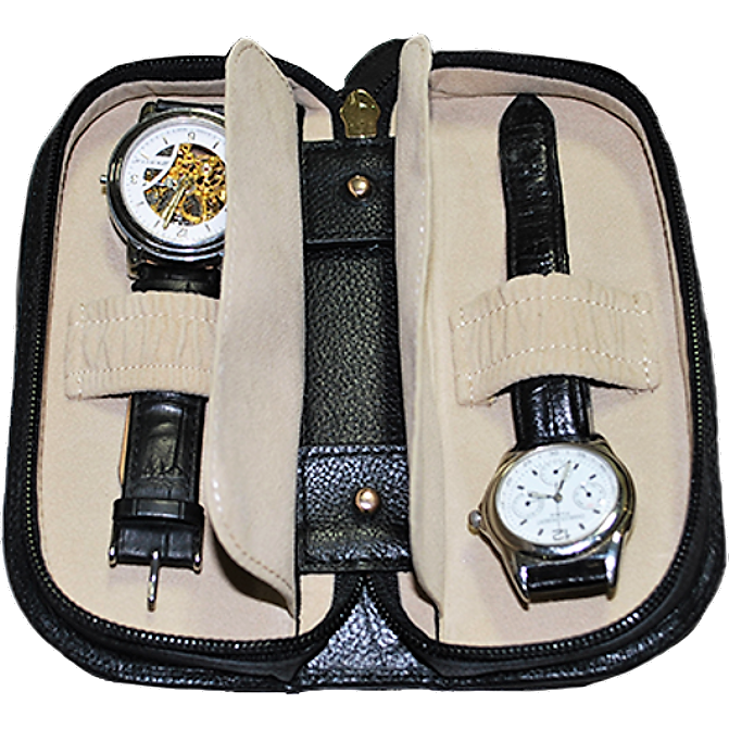 Orbita Verona 2-Unit Watch Case In Leather - Watchwindersplus