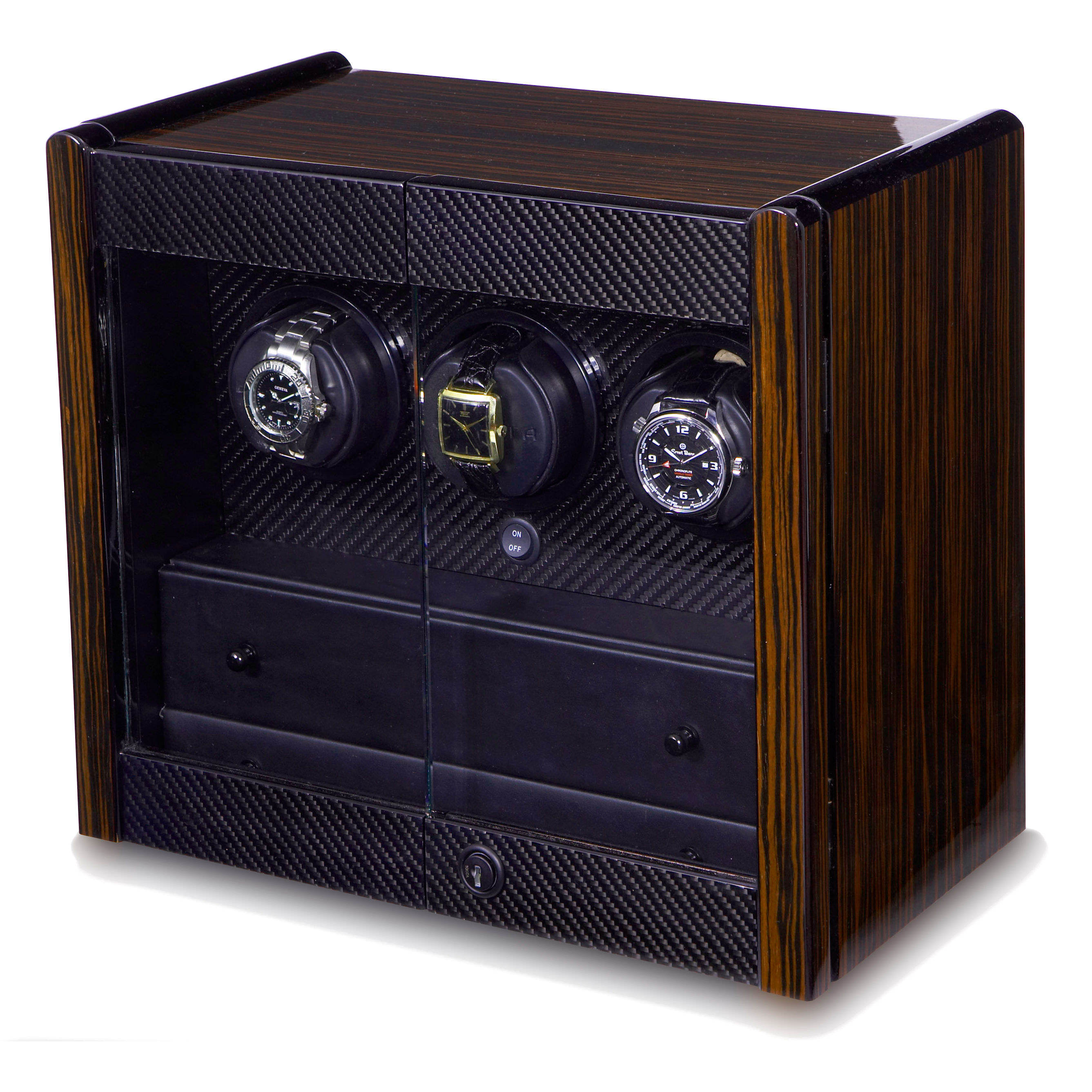 Orbita Avanti 3-Unit Watch Winder In Macassar - Watchwindersplus