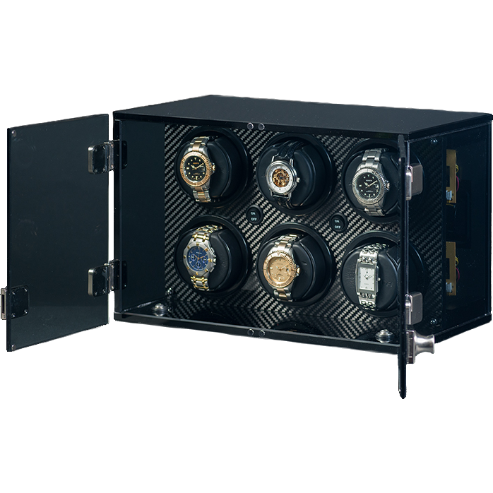 Orbita Milano 6-Unit Watch Winder In Carbon - Watchwindersplus