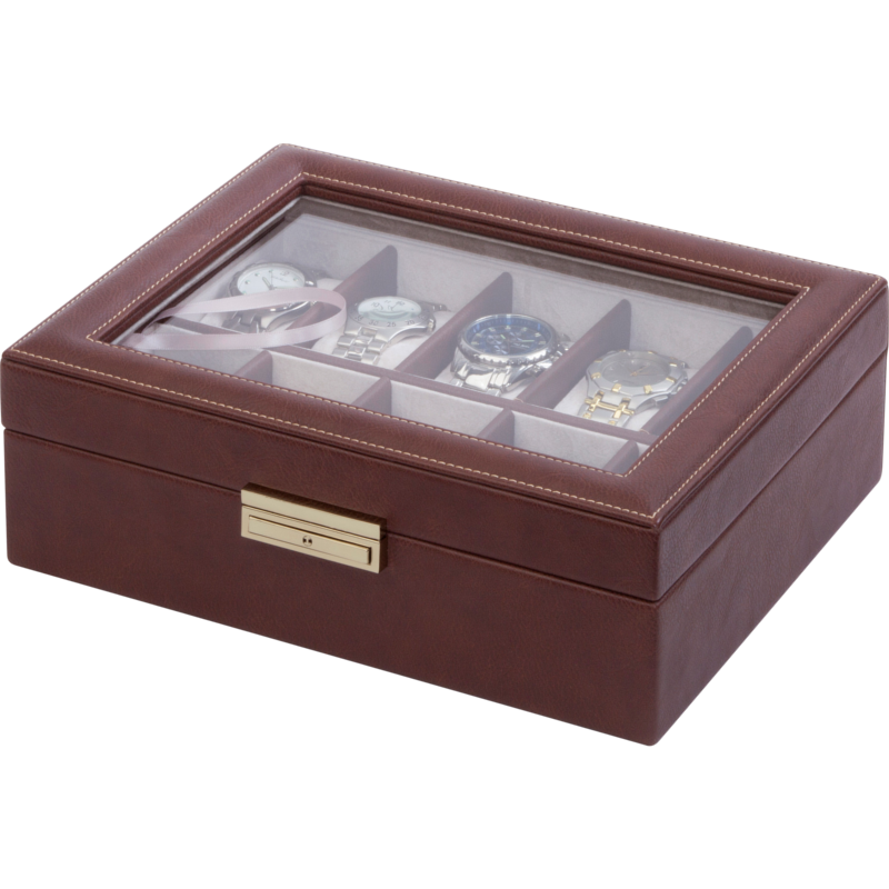 Orbita Roma 10-Unit Watch Case In Chocolate Leather - Watchwindersplus